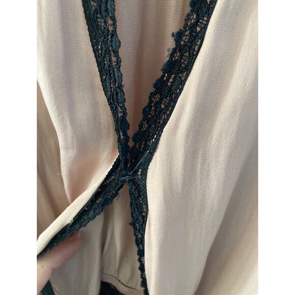 Free People Intimately Free Silky Nude Black Lace Surplice Bodysuit Cami S - Picture 8 of 12